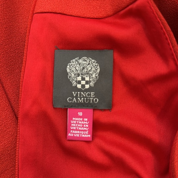 VINCE CAMUTO CREPE PLEAT SHEATH MIDI DRESS IN CINNAMON Size 10 NWT - Picture 11 of 12